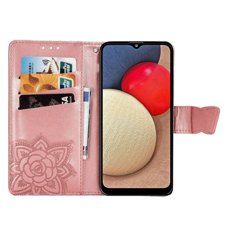 For Samsung Galaxy A03s 166mm Butterfly Love Flowers Embossed Horizontal Flip Leather Case with Holder & Card Slots & Wallet & Lanyard