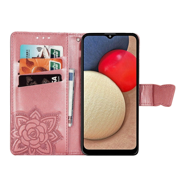 For Samsung Galaxy A03s 166mm Butterfly Love Flowers Embossed Horizontal Flip Leather Case with Holder & Card Slots & Wallet & Lanyard
