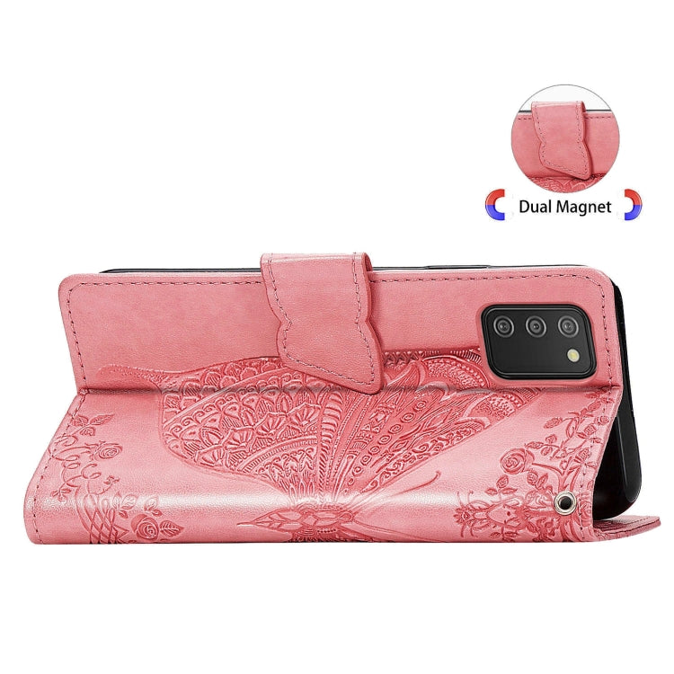 For Samsung Galaxy A03s 166mm Butterfly Love Flowers Embossed Horizontal Flip Leather Case with Holder & Card Slots & Wallet & Lanyard