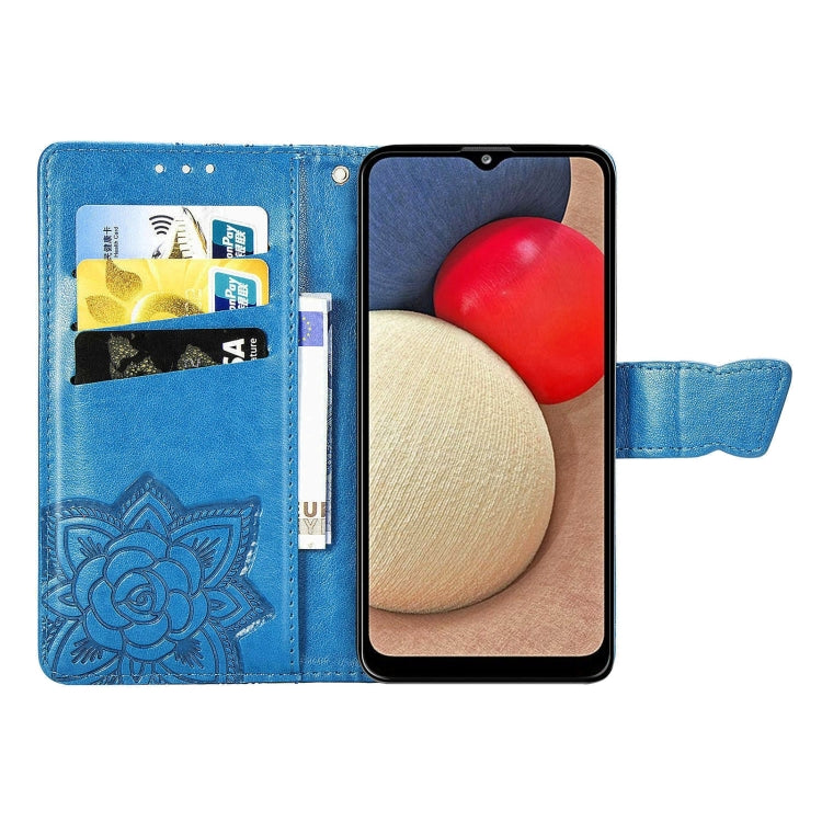 For Samsung Galaxy A03s 166mm Butterfly Love Flowers Embossed Horizontal Flip Leather Case with Holder & Card Slots & Wallet & Lanyard