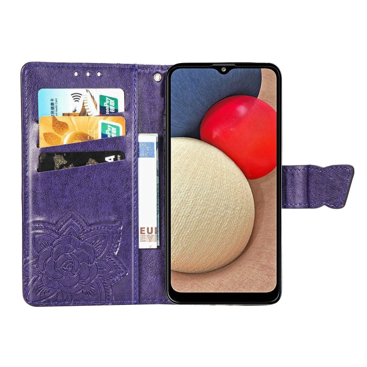 For Samsung Galaxy A03s 166mm Butterfly Love Flowers Embossed Horizontal Flip Leather Case with Holder & Card Slots & Wallet & Lanyard