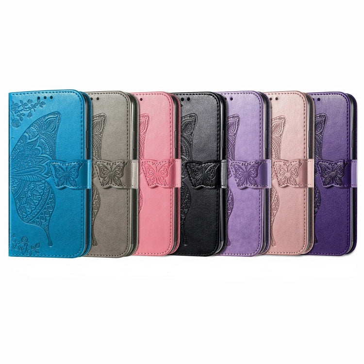 For Samsung Galaxy A03s 166mm Butterfly Love Flowers Embossed Horizontal Flip Leather Case with Holder & Card Slots & Wallet & Lanyard