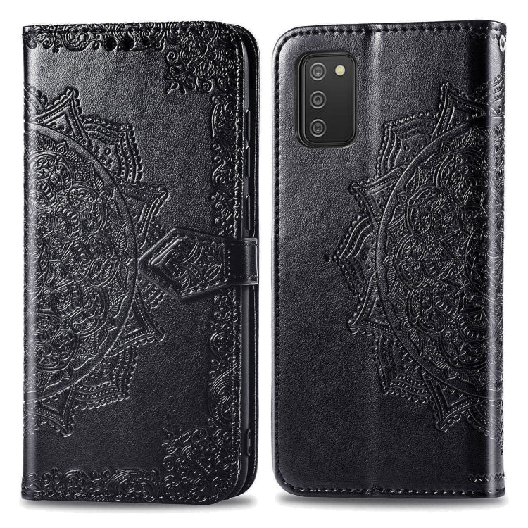 For Samsung Galaxy A03s 166mm Mandala Flower Embossed Horizontal Flip Leather Case with Holder & Three Card Slots & Wallet & Lanyard
