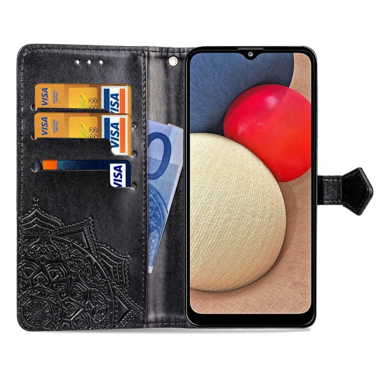 For Samsung Galaxy A03s 166mm Mandala Flower Embossed Horizontal Flip Leather Case with Holder & Three Card Slots & Wallet & Lanyard