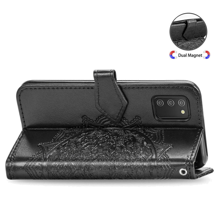 For Samsung Galaxy A03s 166mm Mandala Flower Embossed Horizontal Flip Leather Case with Holder & Three Card Slots & Wallet & Lanyard