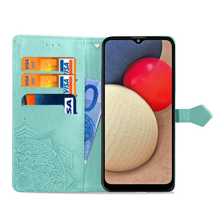 For Samsung Galaxy A03s 166mm Mandala Flower Embossed Horizontal Flip Leather Case with Holder & Three Card Slots & Wallet & Lanyard
