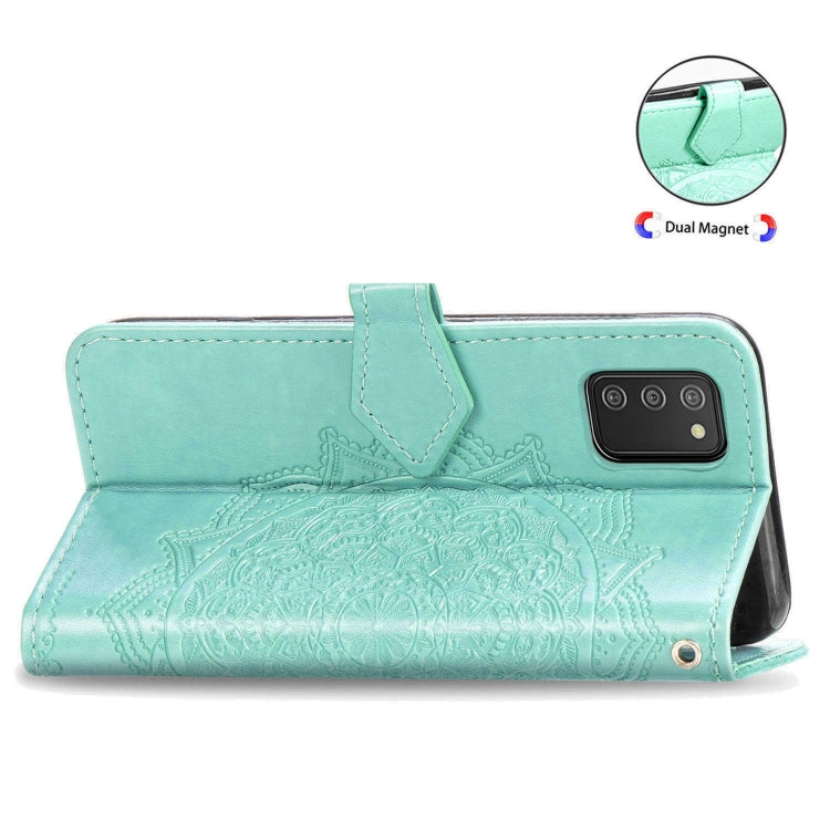 For Samsung Galaxy A03s 166mm Mandala Flower Embossed Horizontal Flip Leather Case with Holder & Three Card Slots & Wallet & Lanyard