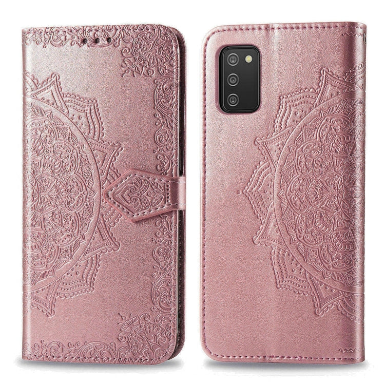 For Samsung Galaxy A03s 166mm Mandala Flower Embossed Horizontal Flip Leather Case with Holder & Three Card Slots & Wallet & Lanyard