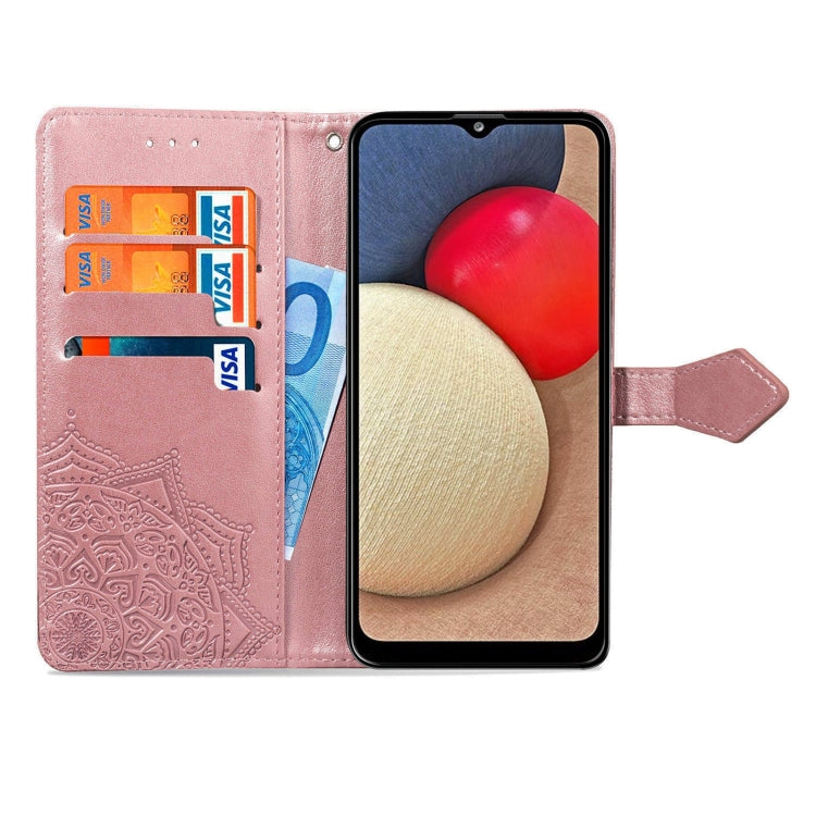 For Samsung Galaxy A03s 166mm Mandala Flower Embossed Horizontal Flip Leather Case with Holder & Three Card Slots & Wallet & Lanyard