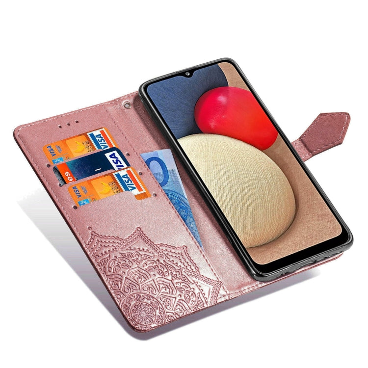 For Samsung Galaxy A03s 166mm Mandala Flower Embossed Horizontal Flip Leather Case with Holder & Three Card Slots & Wallet & Lanyard