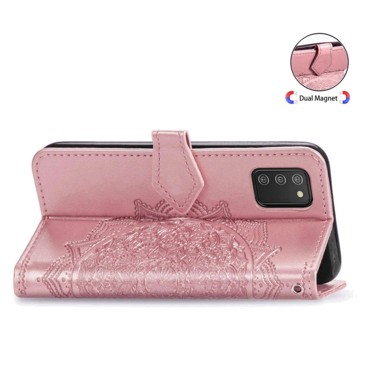 For Samsung Galaxy A03s 166mm Mandala Flower Embossed Horizontal Flip Leather Case with Holder & Three Card Slots & Wallet & Lanyard