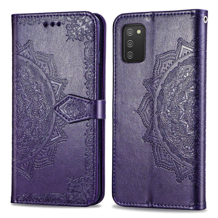 For Samsung Galaxy A03s 166mm Mandala Flower Embossed Horizontal Flip Leather Case with Holder & Three Card Slots & Wallet & Lanyard