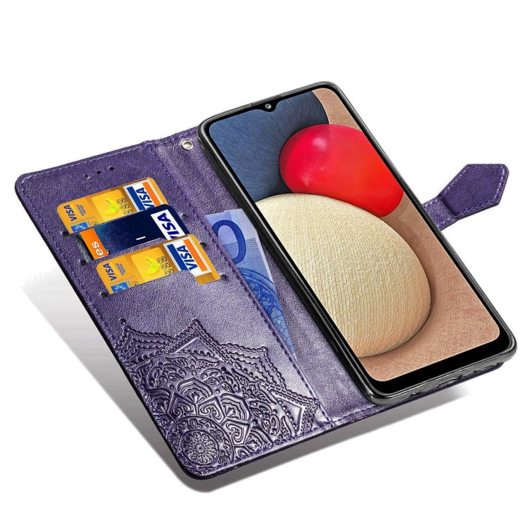 For Samsung Galaxy A03s 166mm Mandala Flower Embossed Horizontal Flip Leather Case with Holder & Three Card Slots & Wallet & Lanyard