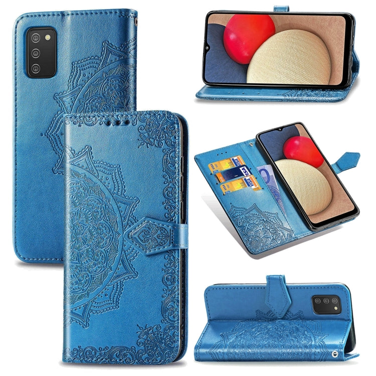 For Samsung Galaxy A03s 166mm Mandala Flower Embossed Horizontal Flip Leather Case with Holder & Three Card Slots & Wallet & Lanyard