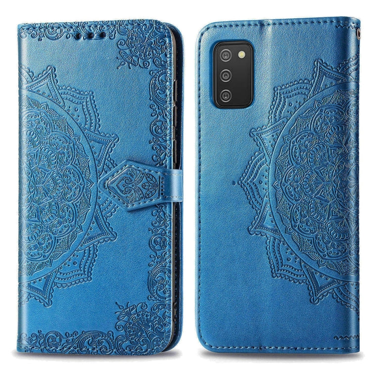 For Samsung Galaxy A03s 166mm Mandala Flower Embossed Horizontal Flip Leather Case with Holder & Three Card Slots & Wallet & Lanyard