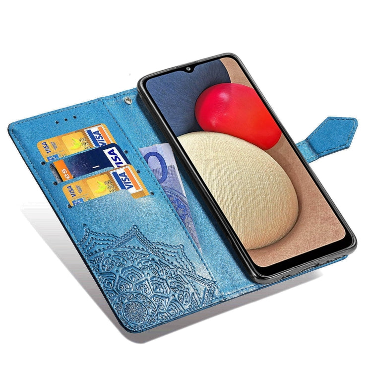 For Samsung Galaxy A03s 166mm Mandala Flower Embossed Horizontal Flip Leather Case with Holder & Three Card Slots & Wallet & Lanyard