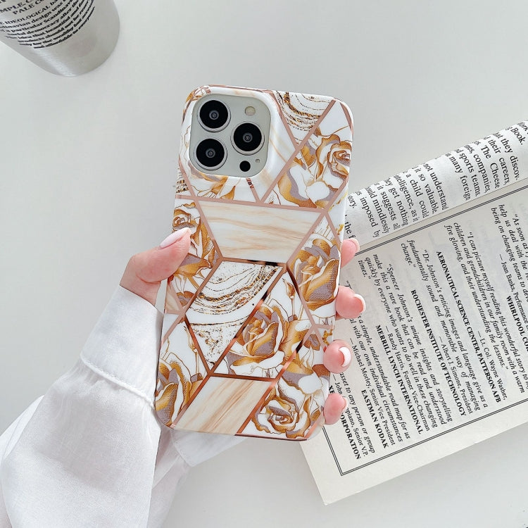 For iPhone 13 Splicing Flower Pattern TPU Shockproof Protective Case