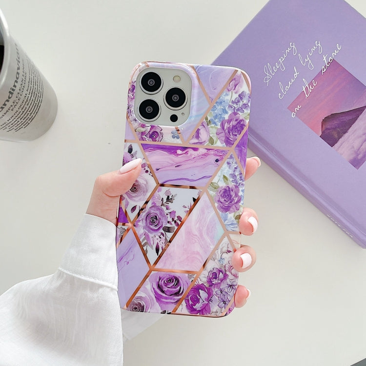 For iPhone 13 Splicing Flower Pattern TPU Shockproof Protective Case