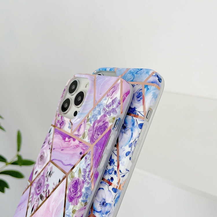 For iPhone 13 Splicing Flower Pattern TPU Shockproof Protective Case