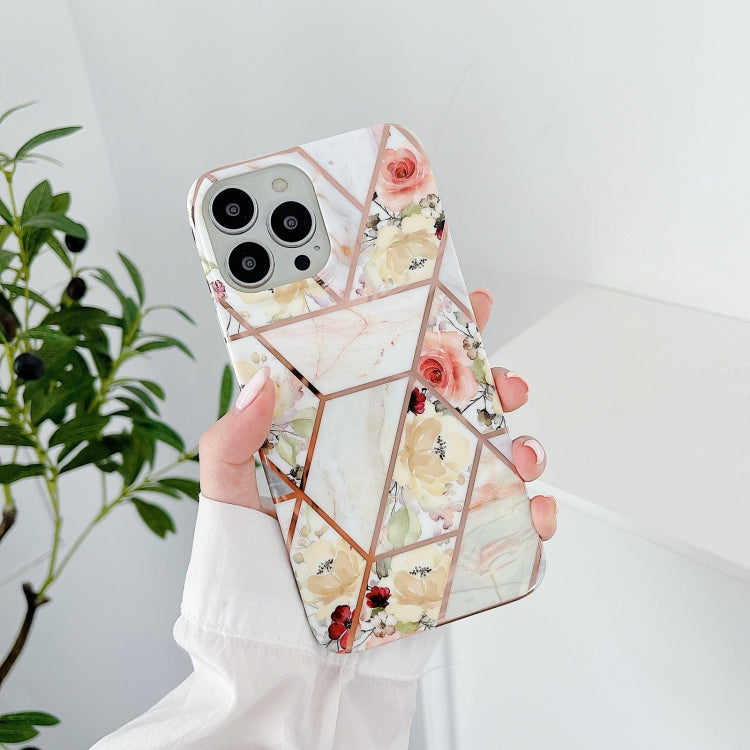 For iPhone 13 Pro Splicing Flower Pattern TPU Shockproof Protective Case