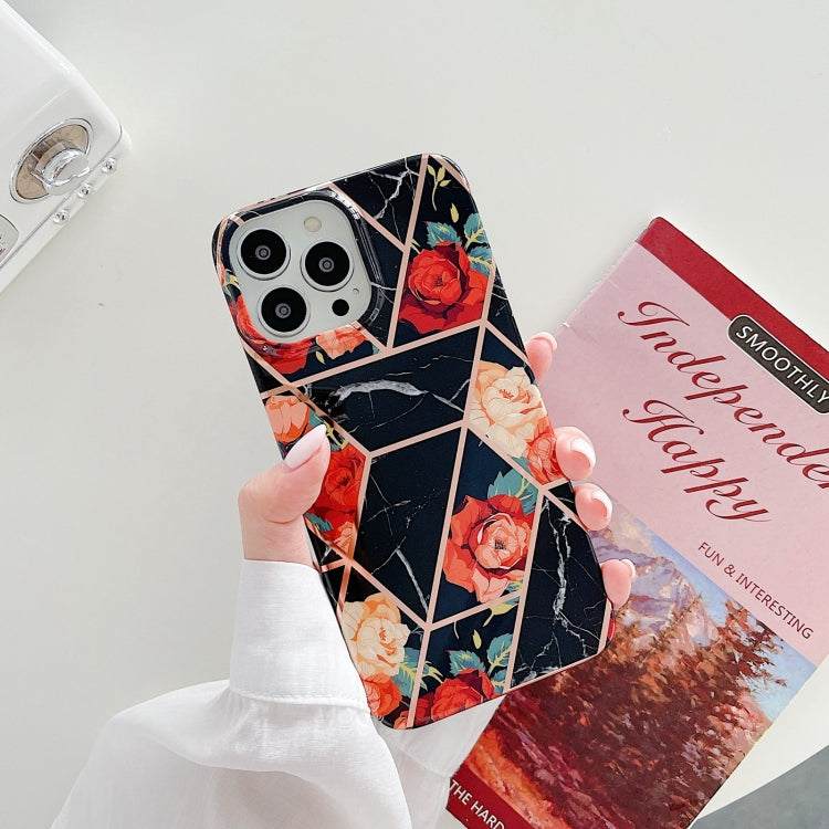 For iPhone 13 Pro Max Splicing Flower Pattern TPU Shockproof Protective Case