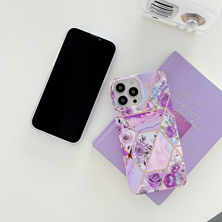 For iPhone 13 Pro Max Splicing Flower Pattern TPU Shockproof Protective Case