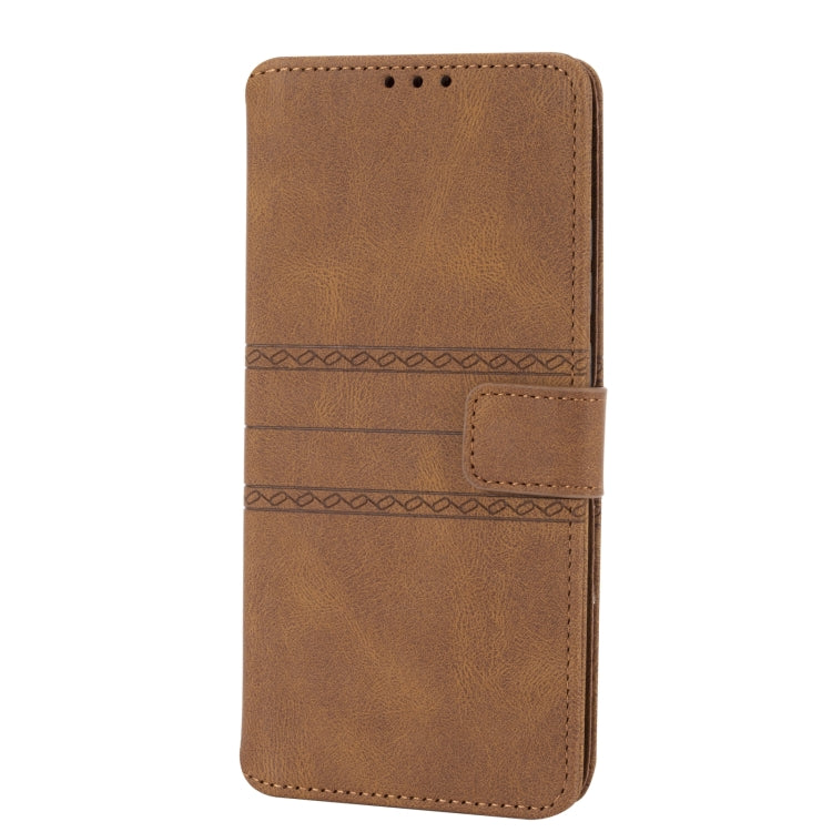 For Samsung Galaxy A03s 166mm Embossed Striped Magnetic Buckle PU + TPU Horizontal Flip Leather Case with Holder & Card Slot & Wallet & Photo Frame & Sling