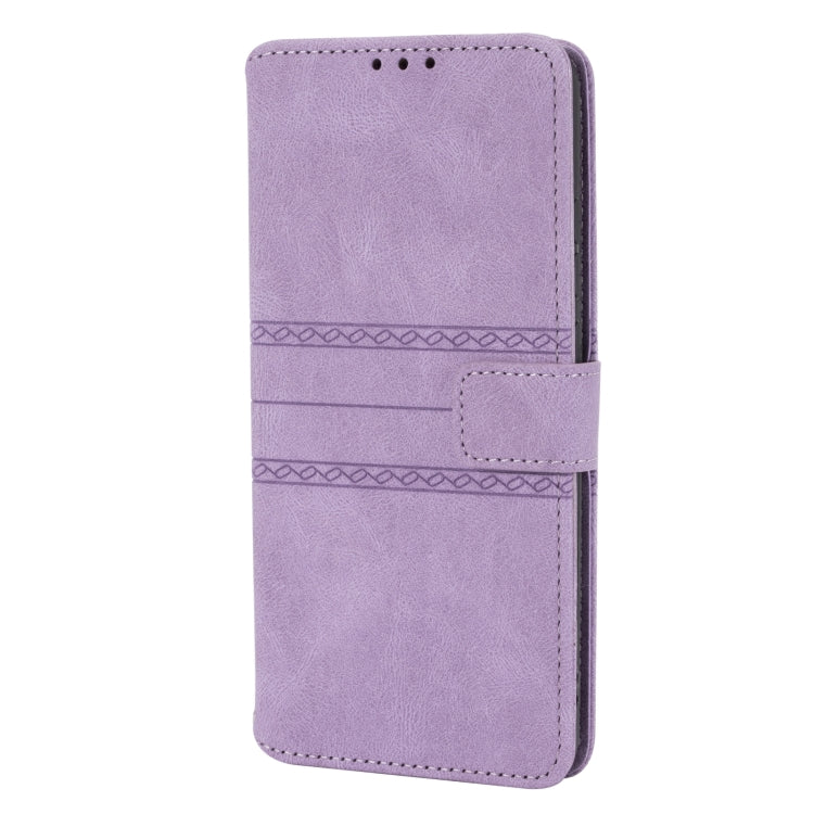 For Samsung Galaxy A03s 166mm Embossed Striped Magnetic Buckle PU + TPU Horizontal Flip Leather Case with Holder & Card Slot & Wallet & Photo Frame & Sling