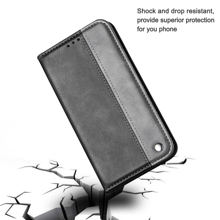 For Samsung Galaxy A03s 166mm Business Solid Color Stitching Horizontal Flip Leather Case with Holder & Card Slots