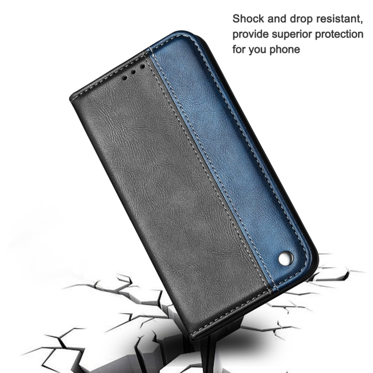 For Samsung Galaxy A03s 166mm Business Solid Color Stitching Horizontal Flip Leather Case with Holder & Card Slots