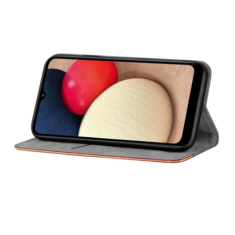 For Samsung Galaxy A03s 166mm Business Solid Color Stitching Horizontal Flip Leather Case with Holder & Card Slots