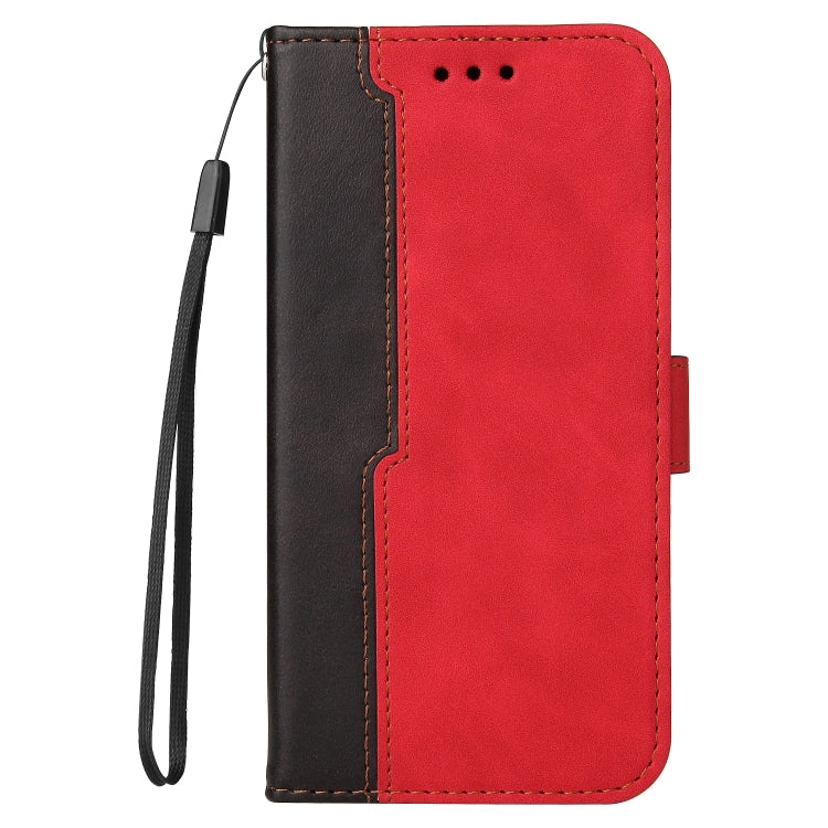 For Samsung Galaxy A03s 166mm Business Stitching-Color Horizontal Flip PU Leather Case with Holder & Card Slots & Photo Frame