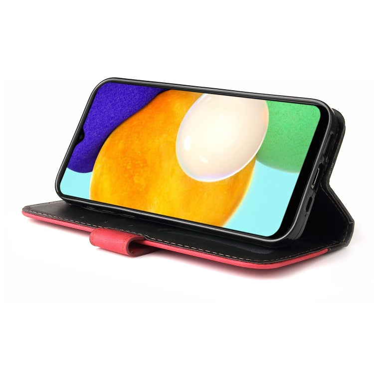 For Samsung Galaxy A03s 166mm Business Stitching-Color Horizontal Flip PU Leather Case with Holder & Card Slots & Photo Frame