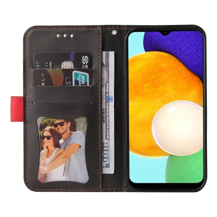 For Samsung Galaxy A03s 166mm Business Stitching-Color Horizontal Flip PU Leather Case with Holder & Card Slots & Photo Frame