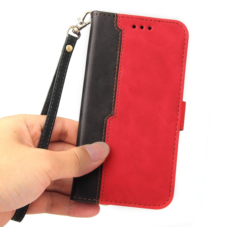 For Samsung Galaxy A03s 166mm Business Stitching-Color Horizontal Flip PU Leather Case with Holder & Card Slots & Photo Frame