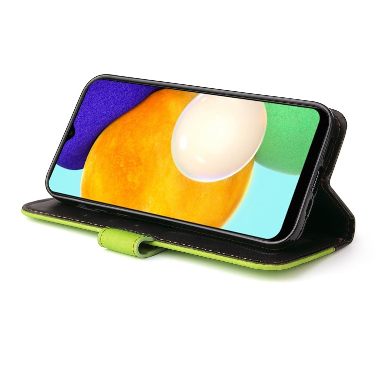For Samsung Galaxy A03s 166mm Business Stitching-Color Horizontal Flip PU Leather Case with Holder & Card Slots & Photo Frame
