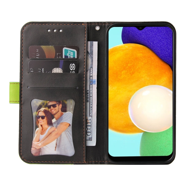 For Samsung Galaxy A03s 166mm Business Stitching-Color Horizontal Flip PU Leather Case with Holder & Card Slots & Photo Frame