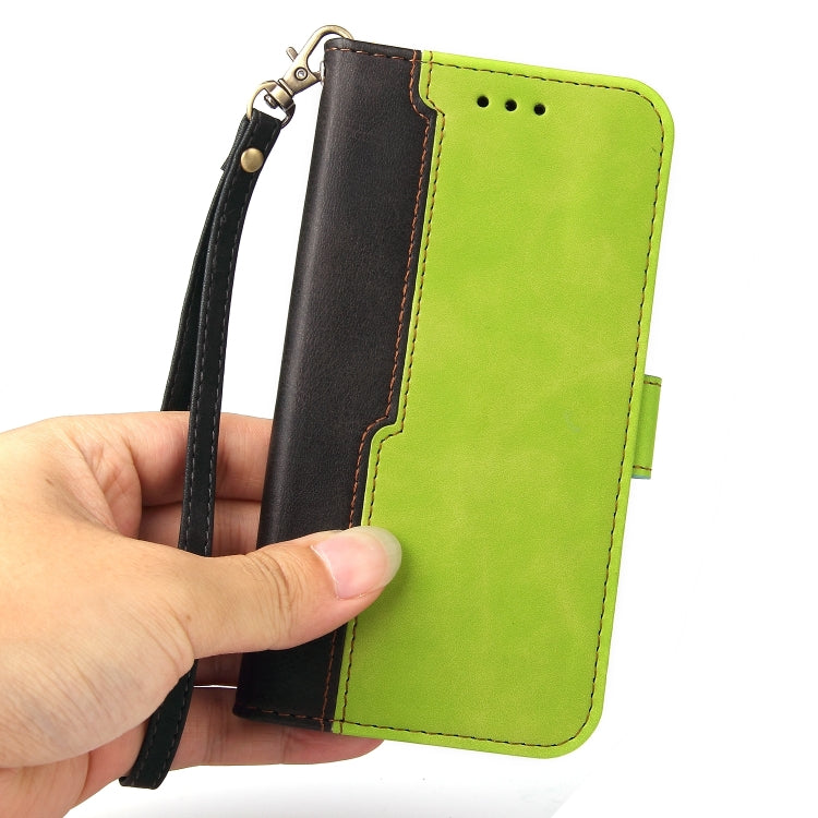 For Samsung Galaxy A03s 166mm Business Stitching-Color Horizontal Flip PU Leather Case with Holder & Card Slots & Photo Frame