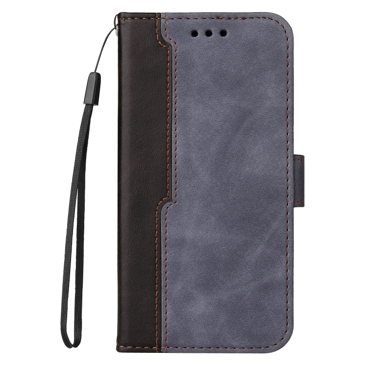 For Samsung Galaxy A03s 166mm Business Stitching-Color Horizontal Flip PU Leather Case with Holder & Card Slots & Photo Frame