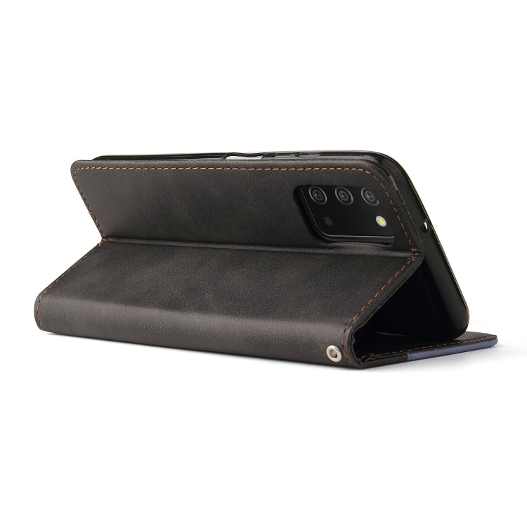 For Samsung Galaxy A03s 166mm Business Stitching-Color Horizontal Flip PU Leather Case with Holder & Card Slots & Photo Frame
