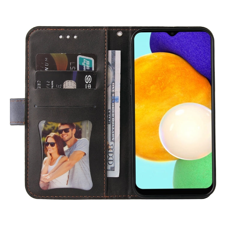 For Samsung Galaxy A03s 166mm Business Stitching-Color Horizontal Flip PU Leather Case with Holder & Card Slots & Photo Frame