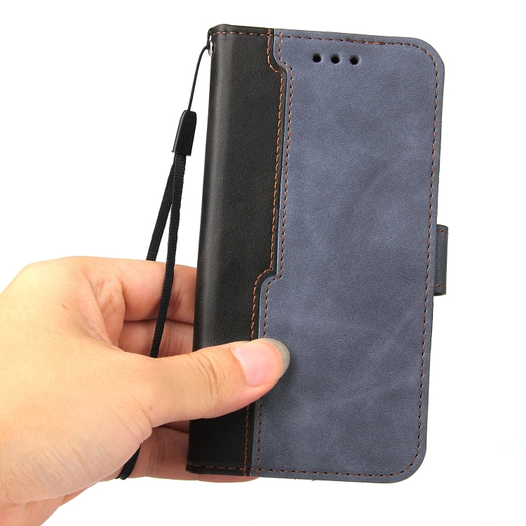 For Samsung Galaxy A03s 166mm Business Stitching-Color Horizontal Flip PU Leather Case with Holder & Card Slots & Photo Frame