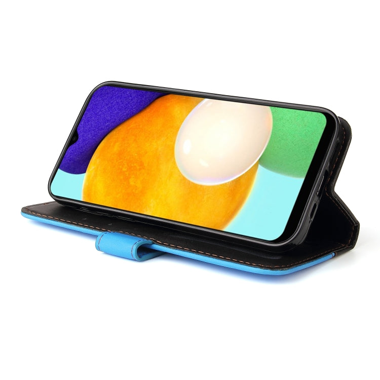 For Samsung Galaxy A03s 166mm Business Stitching-Color Horizontal Flip PU Leather Case with Holder & Card Slots & Photo Frame
