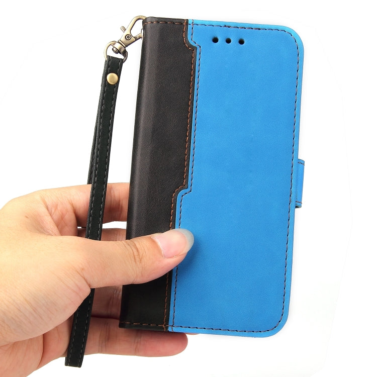 For Samsung Galaxy A03s 166mm Business Stitching-Color Horizontal Flip PU Leather Case with Holder & Card Slots & Photo Frame