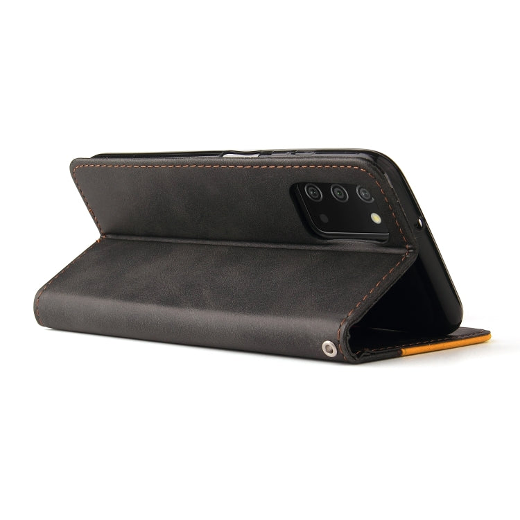 For Samsung Galaxy A03s 166mm Business Stitching-Color Horizontal Flip PU Leather Case with Holder & Card Slots & Photo Frame