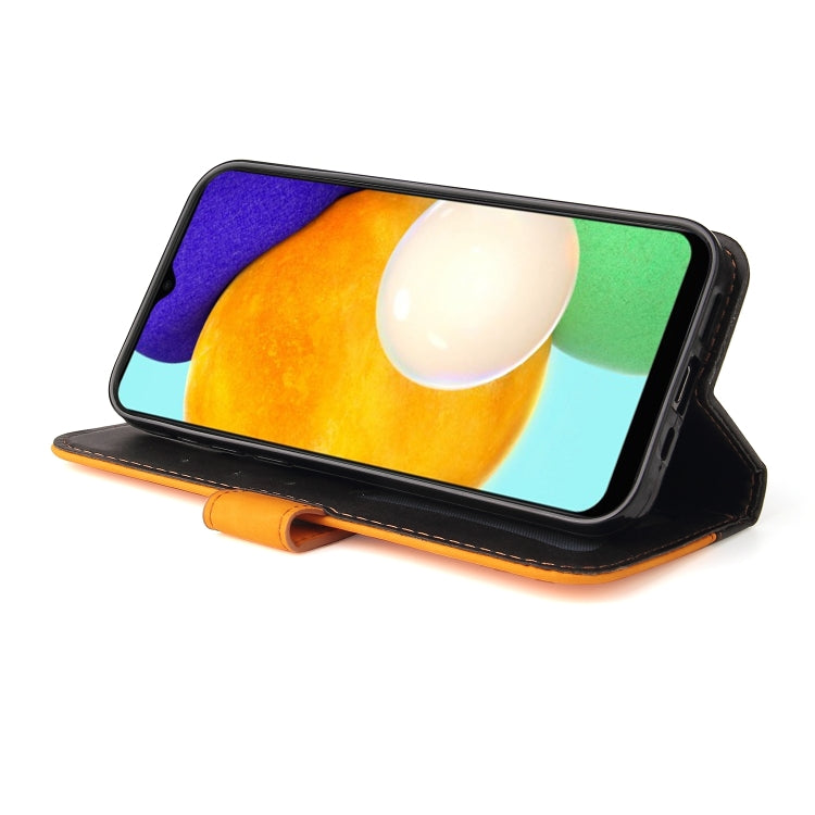 For Samsung Galaxy A03s 166mm Business Stitching-Color Horizontal Flip PU Leather Case with Holder & Card Slots & Photo Frame