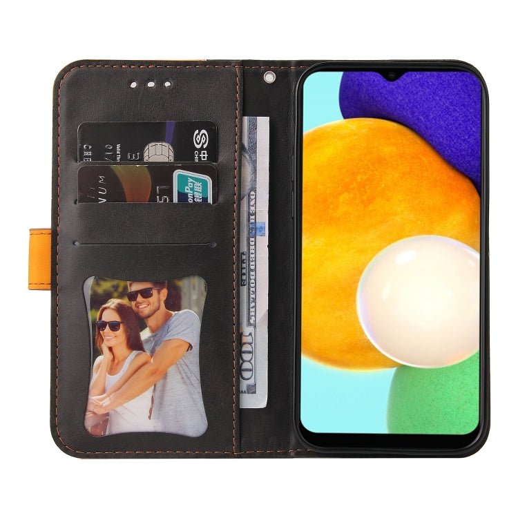 For Samsung Galaxy A03s 166mm Business Stitching-Color Horizontal Flip PU Leather Case with Holder & Card Slots & Photo Frame
