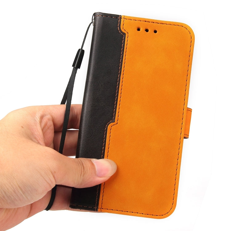 For Samsung Galaxy A03s 166mm Business Stitching-Color Horizontal Flip PU Leather Case with Holder & Card Slots & Photo Frame