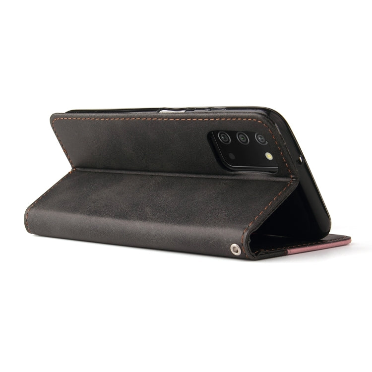 For Samsung Galaxy A03s 166mm Business Stitching-Color Horizontal Flip PU Leather Case with Holder & Card Slots & Photo Frame