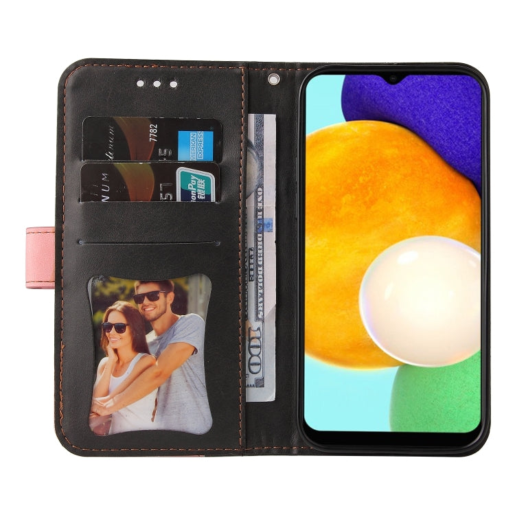 For Samsung Galaxy A03s 166mm Business Stitching-Color Horizontal Flip PU Leather Case with Holder & Card Slots & Photo Frame